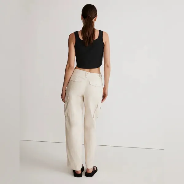 Madewell Garment-Dyed Low-Slung Straight Cargo Pants Cream‎ Vintage Linen 26 - Image 2