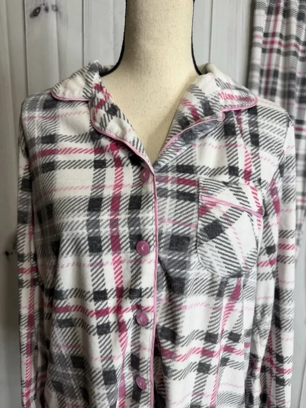Nautica Pajama Set Plaid Flannel Long Sleeve Button Up Shirt Pant Sz L 14-16 - Image 2