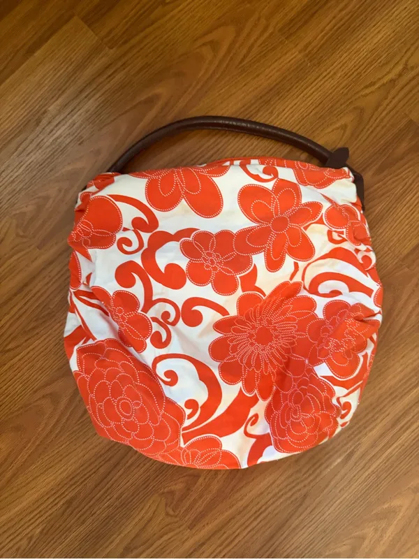 Saks Fifth Avenue slouchy hobo shoulder bag floral resort tropical - Image 3