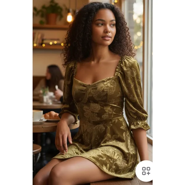 Urban Outfitters Barbaro Velvety Golden Playsuit Romper size Med NEW - Image 8