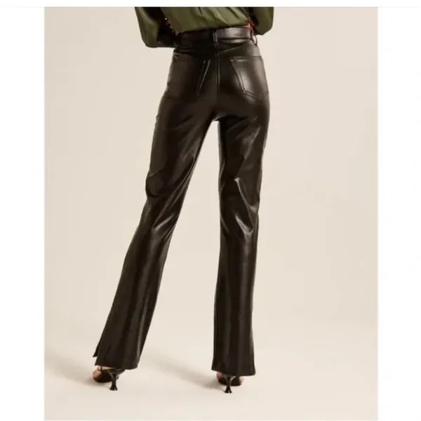 Abercrombie and Fitch The 90s Straight Ultra High Rise Vegan Leather Pants 00s - Image 4