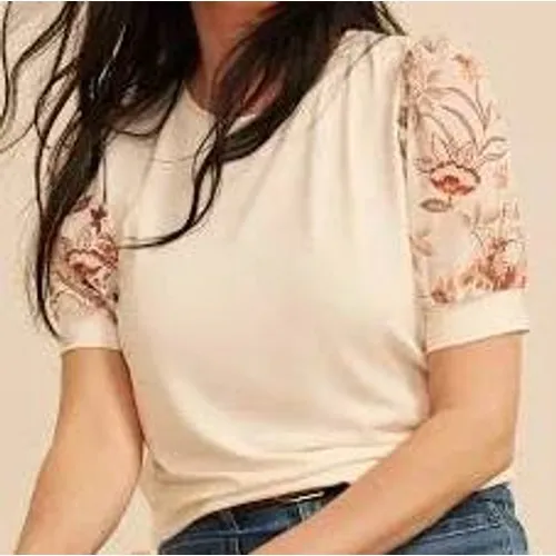 Maurices Women XXL Cream Top‎ Puff Sleeve Floral Boho Blouse - Image 2