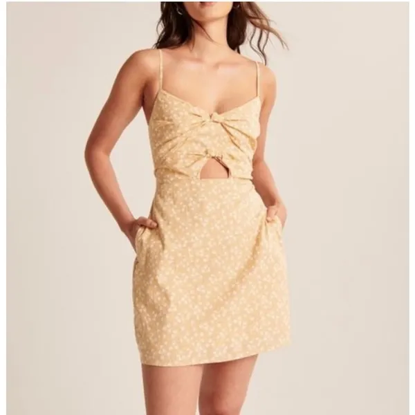 Abercrombie Knot Front Cutout‎ Mini Dress S Floral Dainty Chic 100% Cotton - Image 11