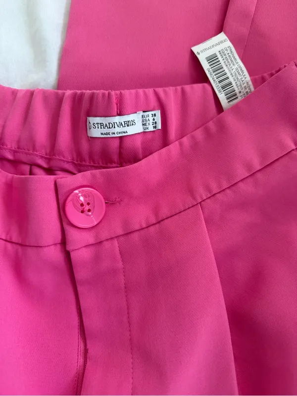 stradivarius Hot Pink High-Waist Tapered Trousers - Image 2
