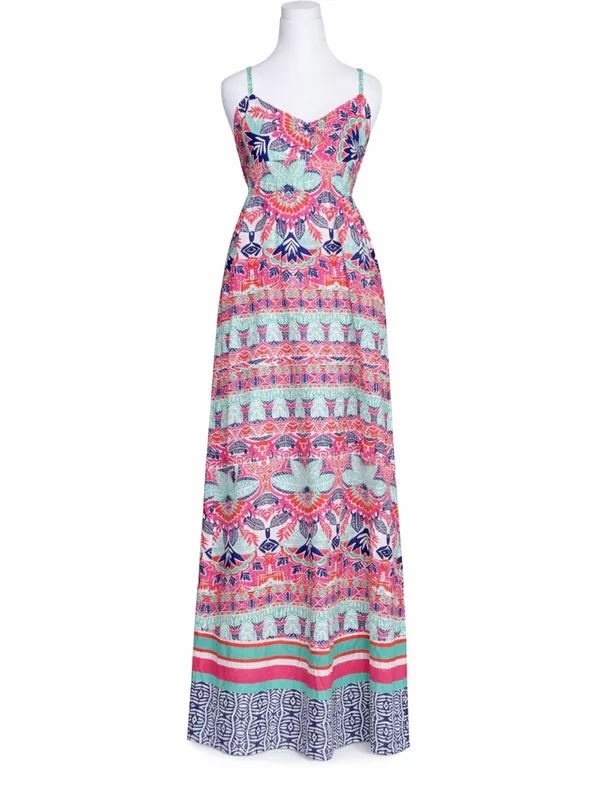 NWT Aeropostale Small Maxi Dress Spaghetti Strap Colorful Tie Back Summer‎ - Image 2