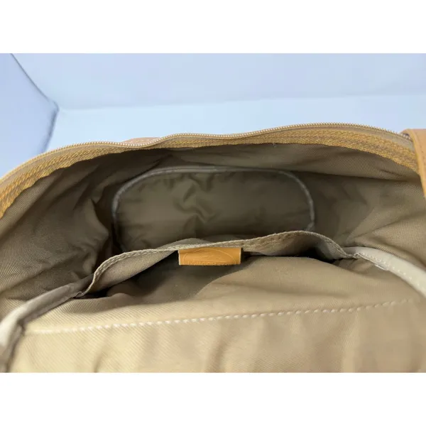 LONGCHAMP Leather‎ Backpack Beige Logo Vintage Bag Rucksack Rare Khaki Brown - Image 5