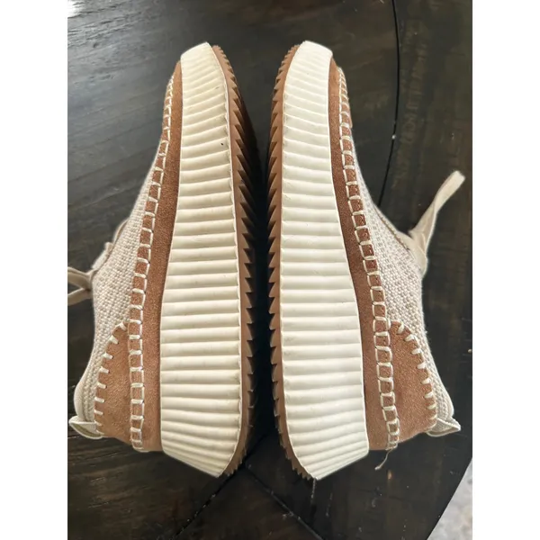 Dolce Vita Dolen Cream Tan Suede Knit Platform Sneakers Women Shoes GUC size 8.5 - Image 4