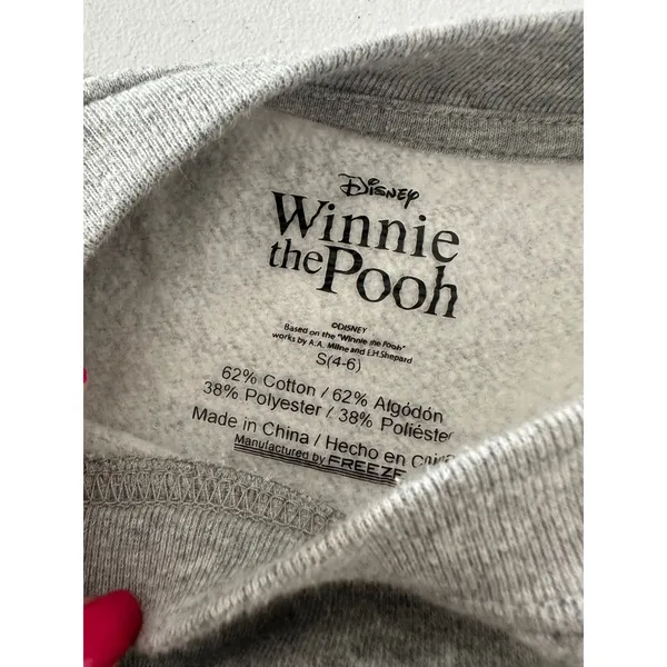 Disney Winnie the Pooh Graphic Sweatshirt Women S Gray Pullover Fall Autumn - Image 4