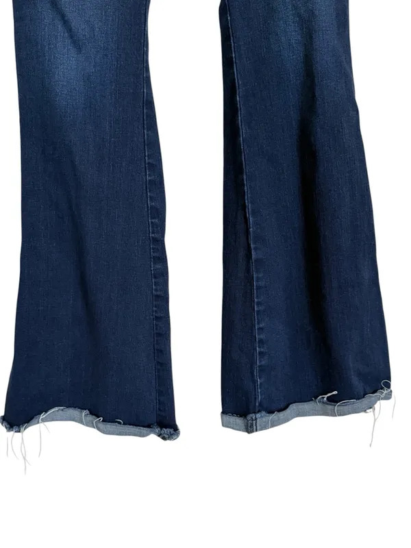 Flying Monkey High Rise Flare Jeans Women’s Size 25 Dark Wash Raw Hem Stretch - Image 3