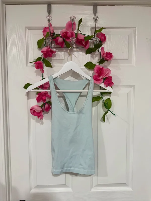 Sweaty Betty Ribbed Racerback Tank Top Blue Workout Yoga Pilates Size 8 - Image 3