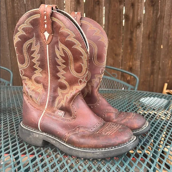 Justin Boots Gypsy Womens Brown Leather Cowgirl Western Boot Round Toe 7B Country - Image 11