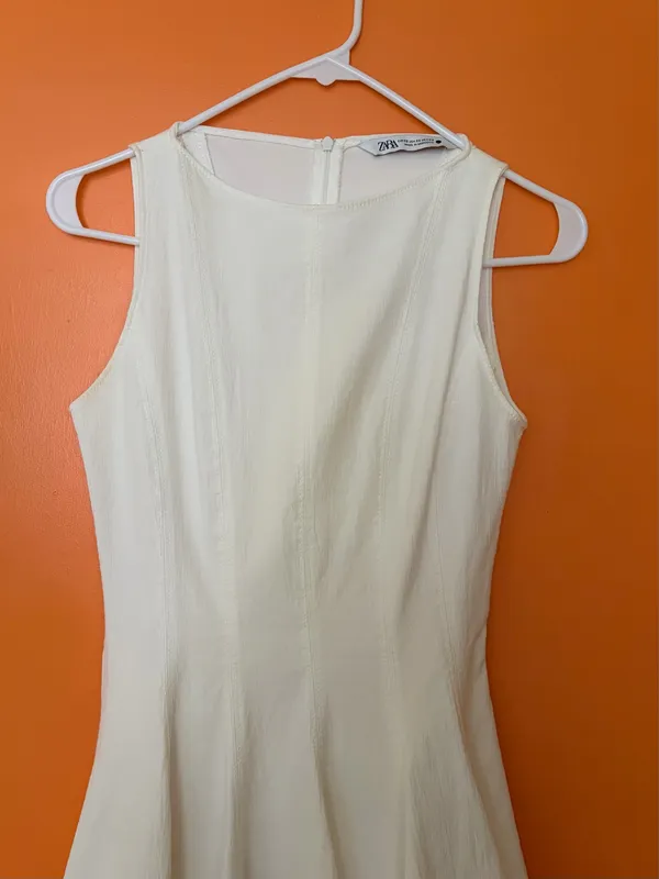 ZARA A-Line Mini Dress White - Image 3