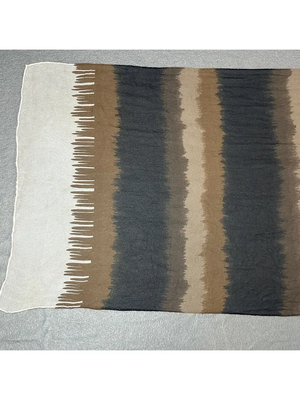 Vintage Lightweight Brown and Black Striped Scarf - Image 3
