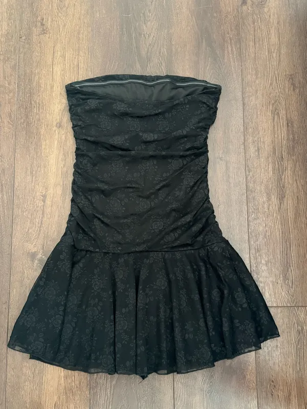 Cotton Candy LA Black mini dress with roses - Image 2