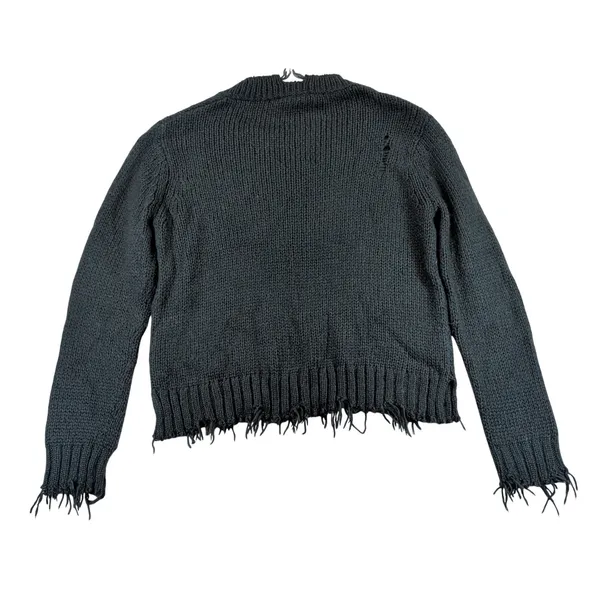 Wooden Ships Paola Buendia Distressed V-Neck Mohair Wool Knit Sweater‎ Green S/M - Image 2