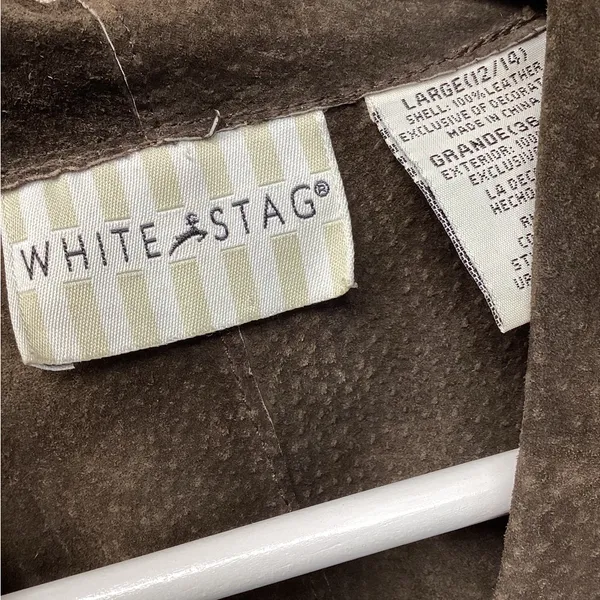 White Stag vintage Brown Boho Westetn leather blazer size Large - Image 16
