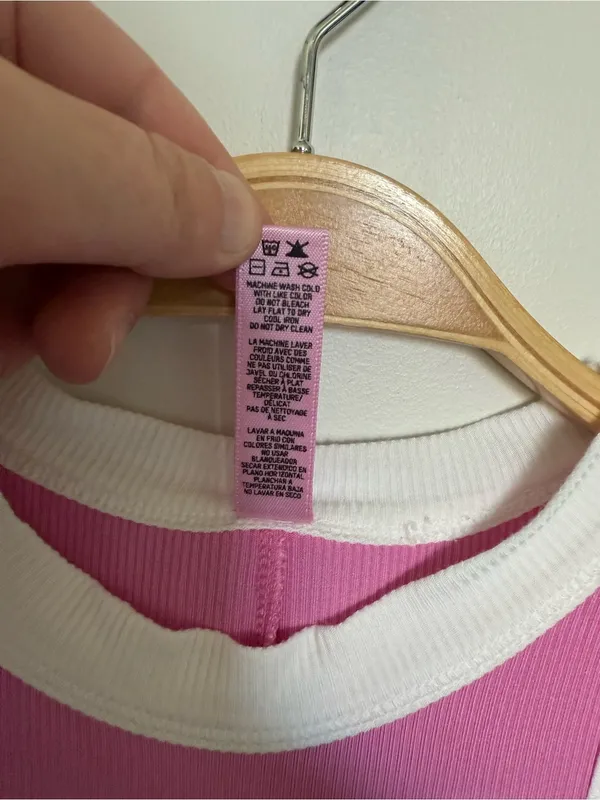 NWOT SKIMS Cotton Rib Ringer Tank Dress Pink White Contrast Bodycon XS - Image 8