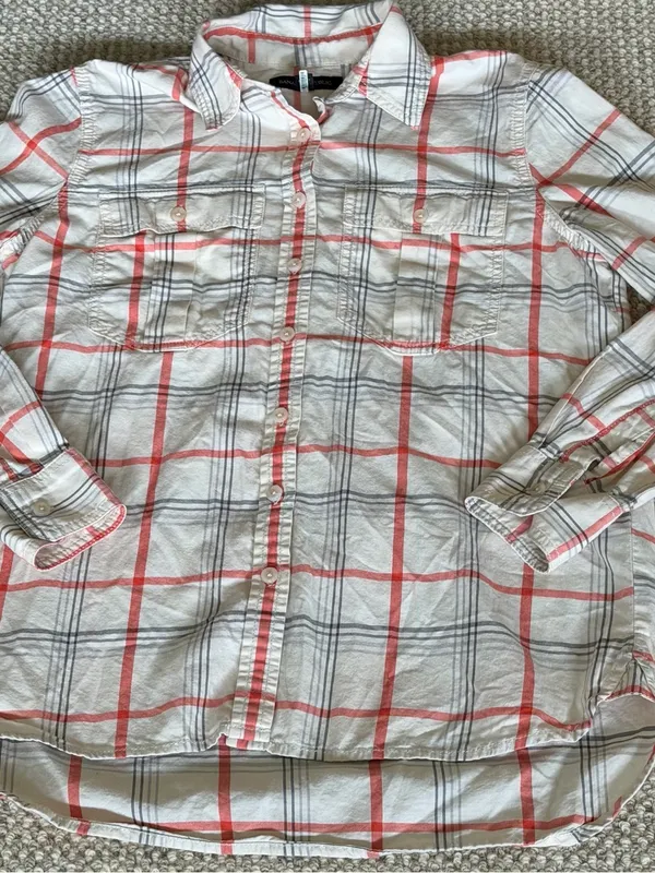 Banana Republic Plaid Button Down Shirt Women’s Size XS Orange Gray Cotton NEW - Image 10