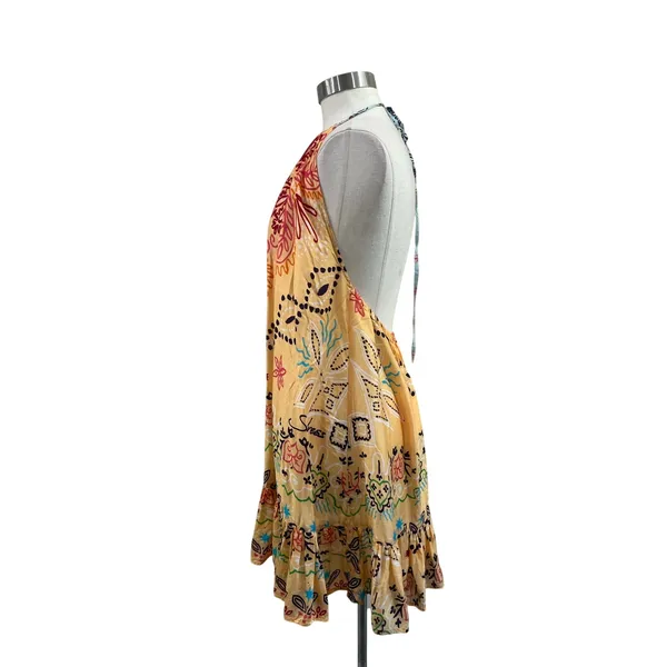 Sundress Boho Halter Mini Dress Resort‎ Vacation Beach Cover Up Festival M/L - Image 2