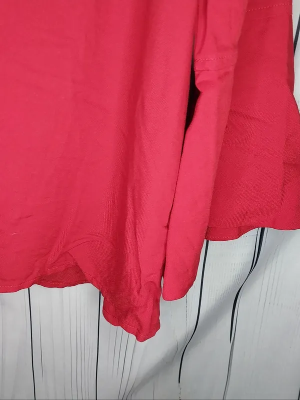 Free people Red Draped Wrap Front Long Sleeve Effortlessly Casual Women's Top - Image 7