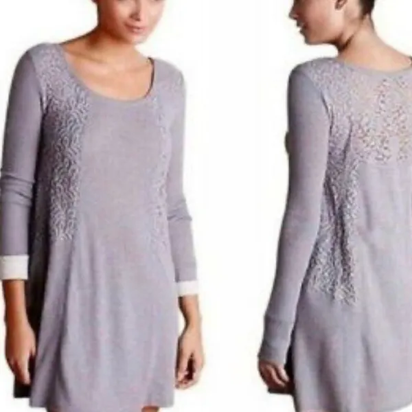 Anthropologie Eloise waffled knit swing lace dress tunic small - Image 11