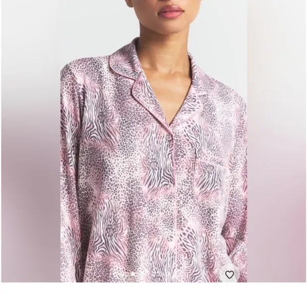 SKIMS intimates Bloom Multi Animal Long Sleeve Pajama Set Pink Leopard Sleepwear - Image 3