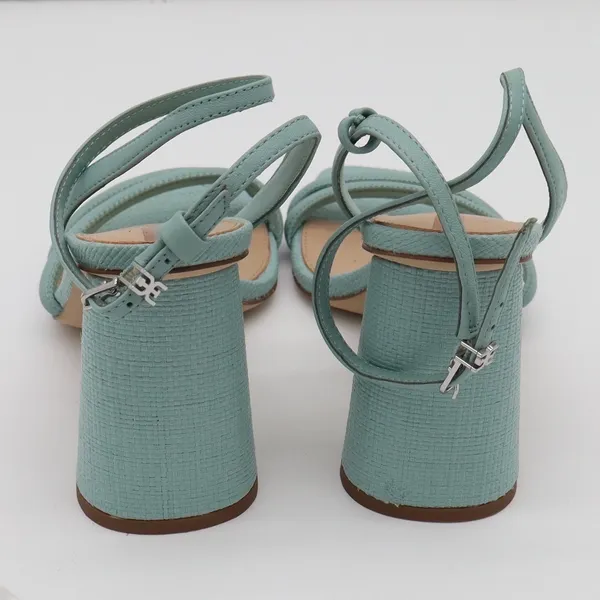 Sam Edelman Sandals Womens 8 Strappy Block Heel Blue Square Toe Textured Good - Image 5
