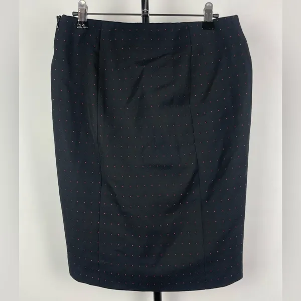French Connection Black‎ Red Polka Dot Retro Front Slit Pencil Skirt - Image 5