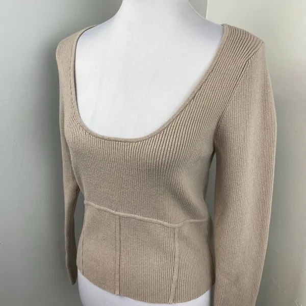 Abercrombie & Fitch Ribbed Slim Fit Scoopneck Corset Long Sleeve Sweater XL - Image 2