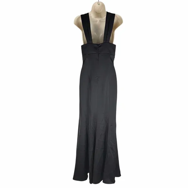 ASTR Georgiana Halter Neck Maxi Dress Black Satin Size S - Image 9