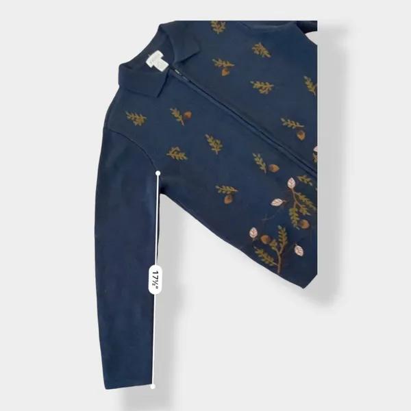 Classic Elements‎ Vintage embroidered leaves cardigan sweater size M - Image 6