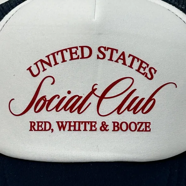 United States Social Club Red White & Booze Surf Trucker Mesh SnapBack Hat Cap - Image 2