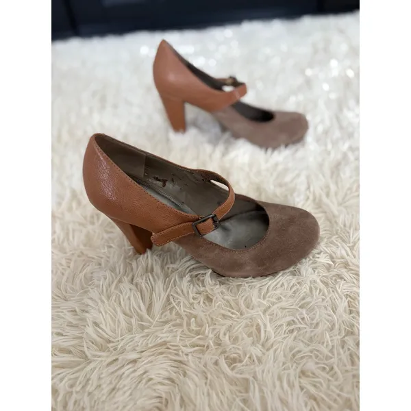 Gianni Bini Brown‎ Suede Leather Block Heel Mary Jane Pumps Size 8.5M - Image 3