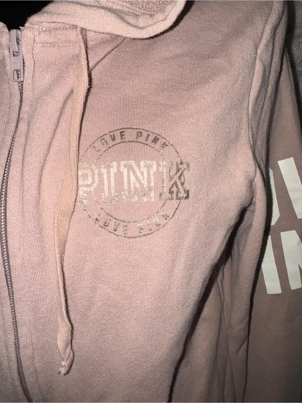 Victoria’s Secret PINK Y2K Light Pink Zip Hoodie L Fits S - Image 2