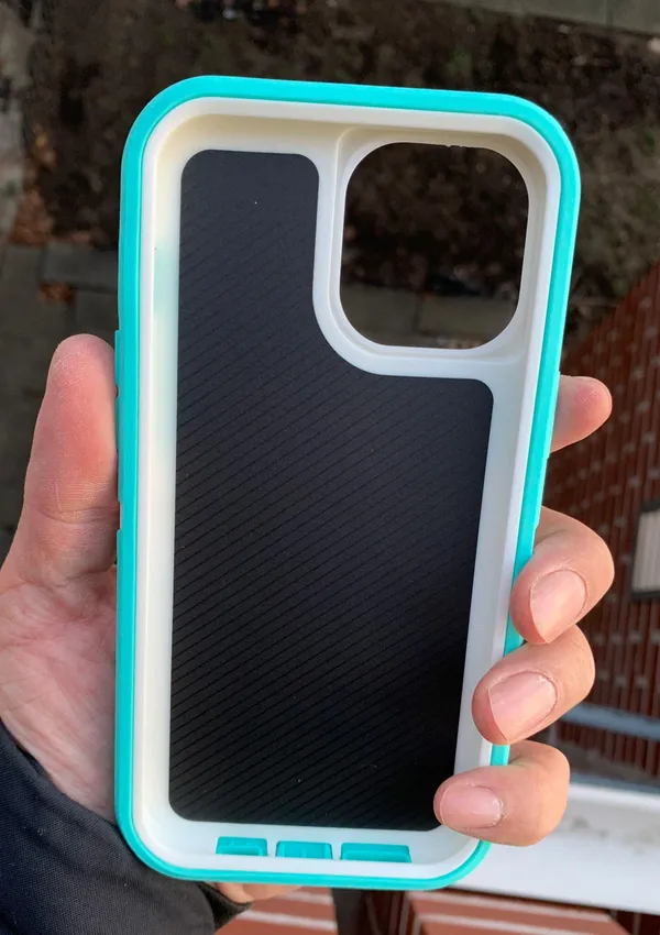 iPhone 12Pro Max Fashion Dual Layers Shock Defender Case-light Teal/White - Image 5