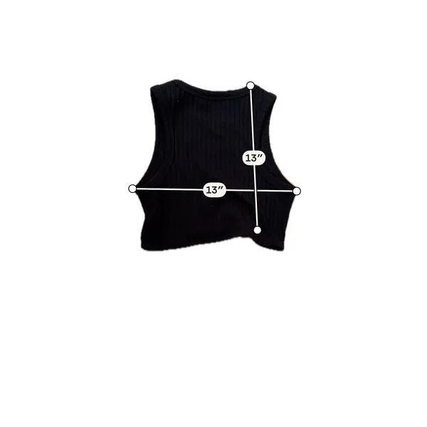 White Fox Ribbed Crop Tank Top Black Sleeveless Crew Neck XS - Image 3