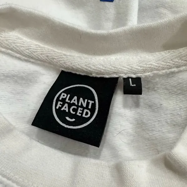 Plant Faced White Vegan Vegetarian Crewneck Sweatshirt Women’s Large - Image 3