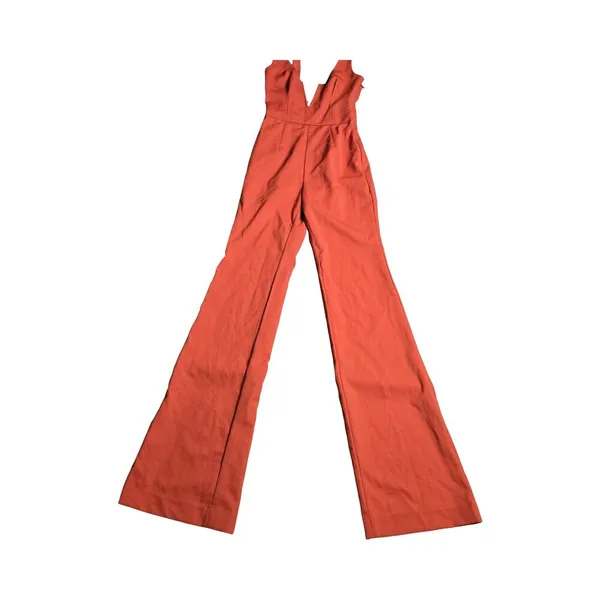 House of CB Natalja Red V Plunge‎ Jumpsuit Size: XS - Image 3