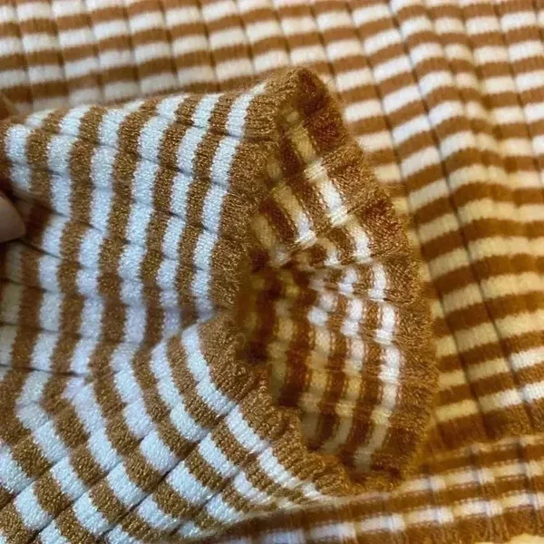 LA Hearts Womens Brown White Striped‎ Ribbed V-Neck Cropped Sweater Large - Image 7