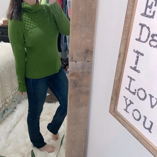 Faded Glory green knit turtleneck sweater size medium - Image 3