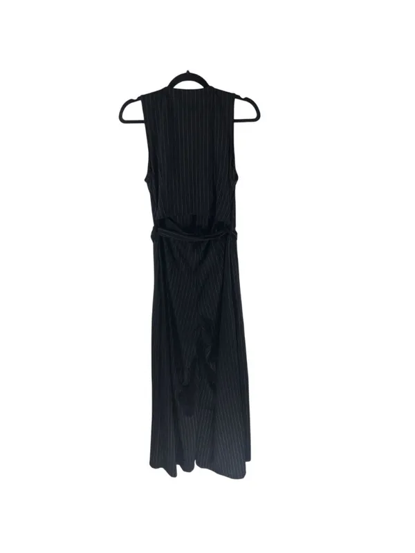 Halara V Neck Belted Stripe InstantCool Jumpsuit Pockets-Easy Peezy Black M - Image 5