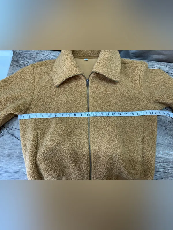 Uniqlo Teddy Fleece Cropped Full Zip Long Sleeve Jacket size medium - Image 5