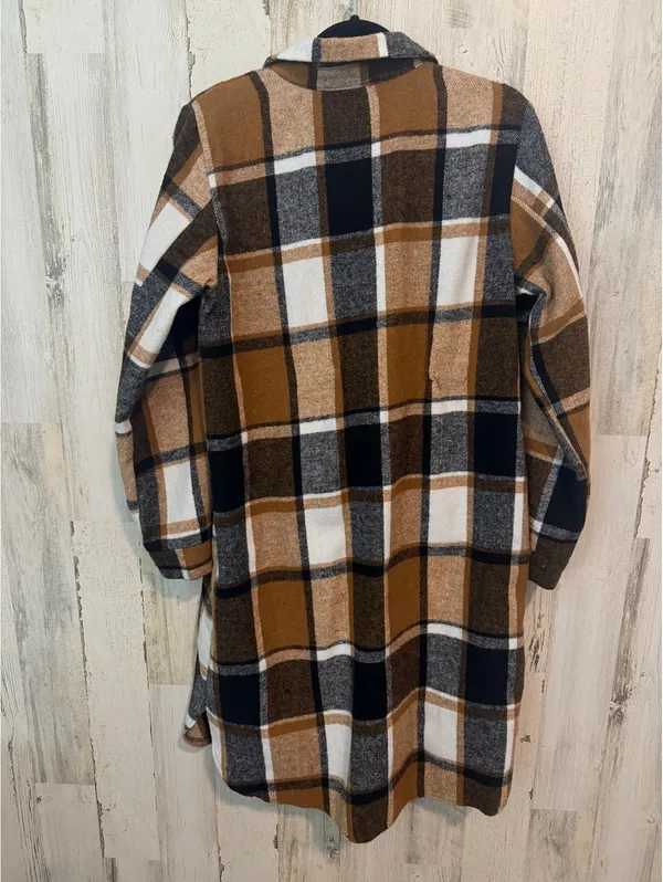 Women Regular M (6) Plaid Button-Up Shirt Dress Long Sleeve - Image 3