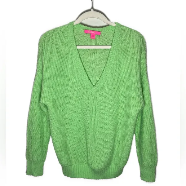 LILLY PULITZER Loose Knit Wool Blend Fuzzy Soft Oversized Sweater Sz S - Image 4