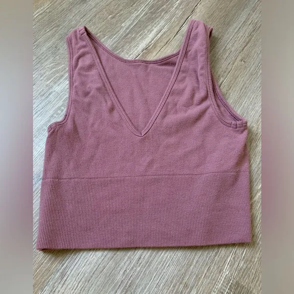 Banana Republic Workout Ribbed Fitted Crop Tank Top Mauve Purple Size XS - Image 4