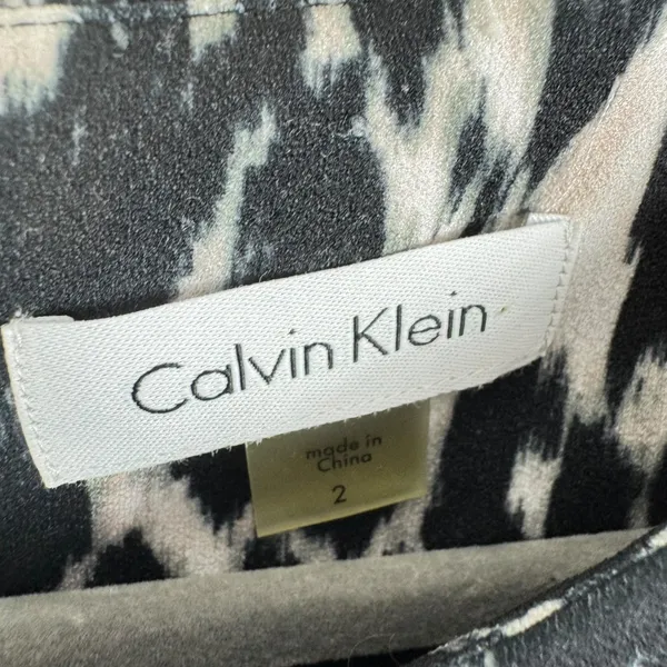 Calvin Klein NWT Womens Black White Animal Print Bell Sleeve Sheath Dress Size 2 - Image 5