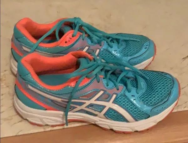 ASICS gel contend 2 aqua & coral sneakers size 7.5 - Image 3