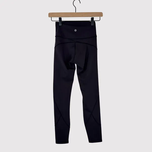 Lululemon Womens Legggings Black In Movement Pull On Stretch Gym Yoga Size 2 - Image 3