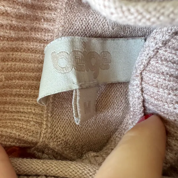 Beige Dolman Sleeve Mock-neck Sweater - Image 4