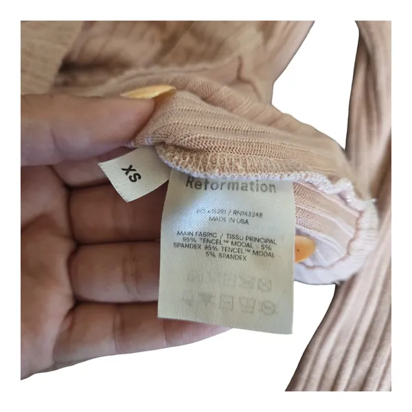 Reformation Pink Ribbed Knit Gellar Top Size: XS - Image 5